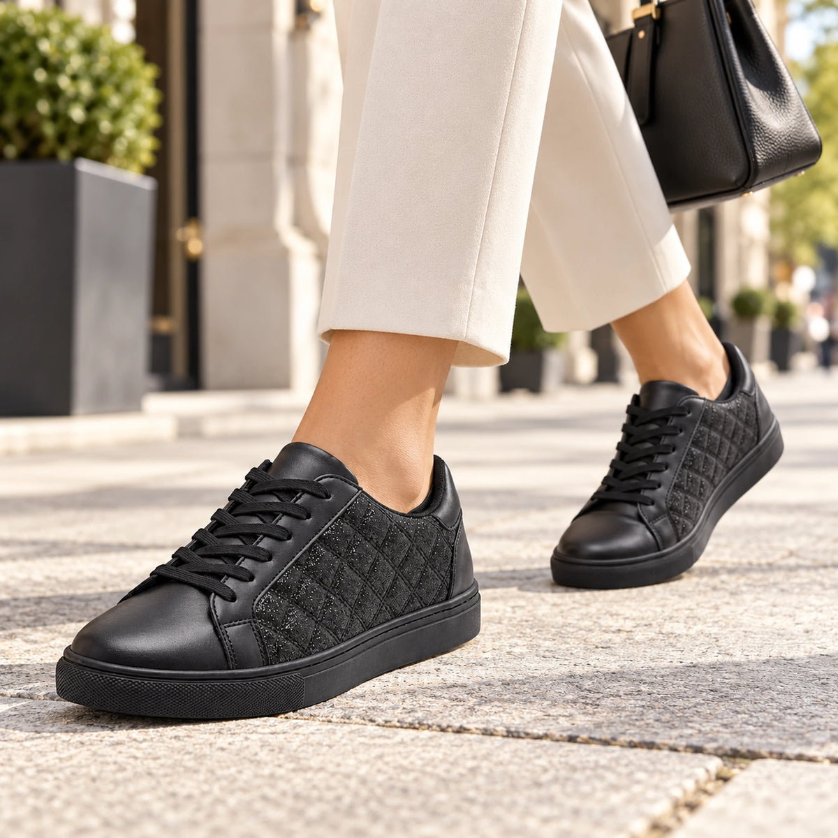 Women’s Quilted Shiny Sneakers