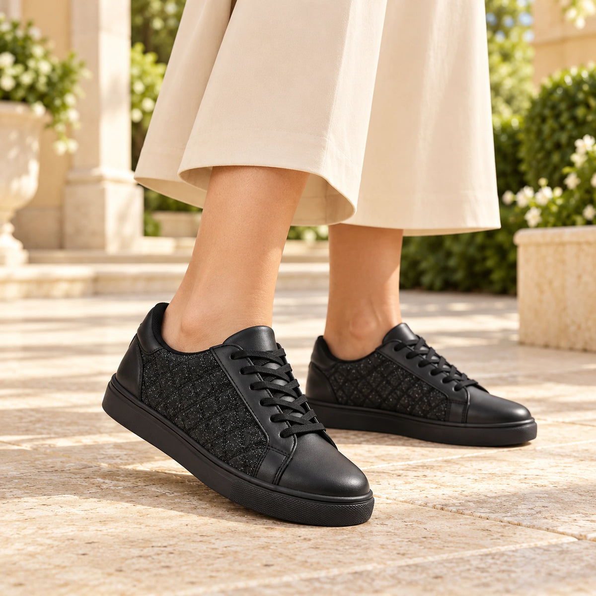 Women’s Quilted Shiny Sneakers