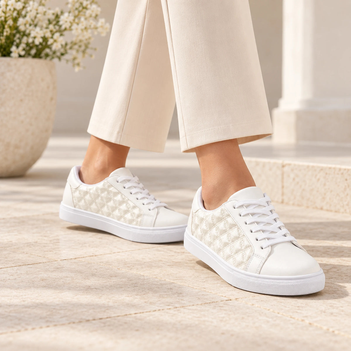 Women’s Quilted Shiny Sneakers