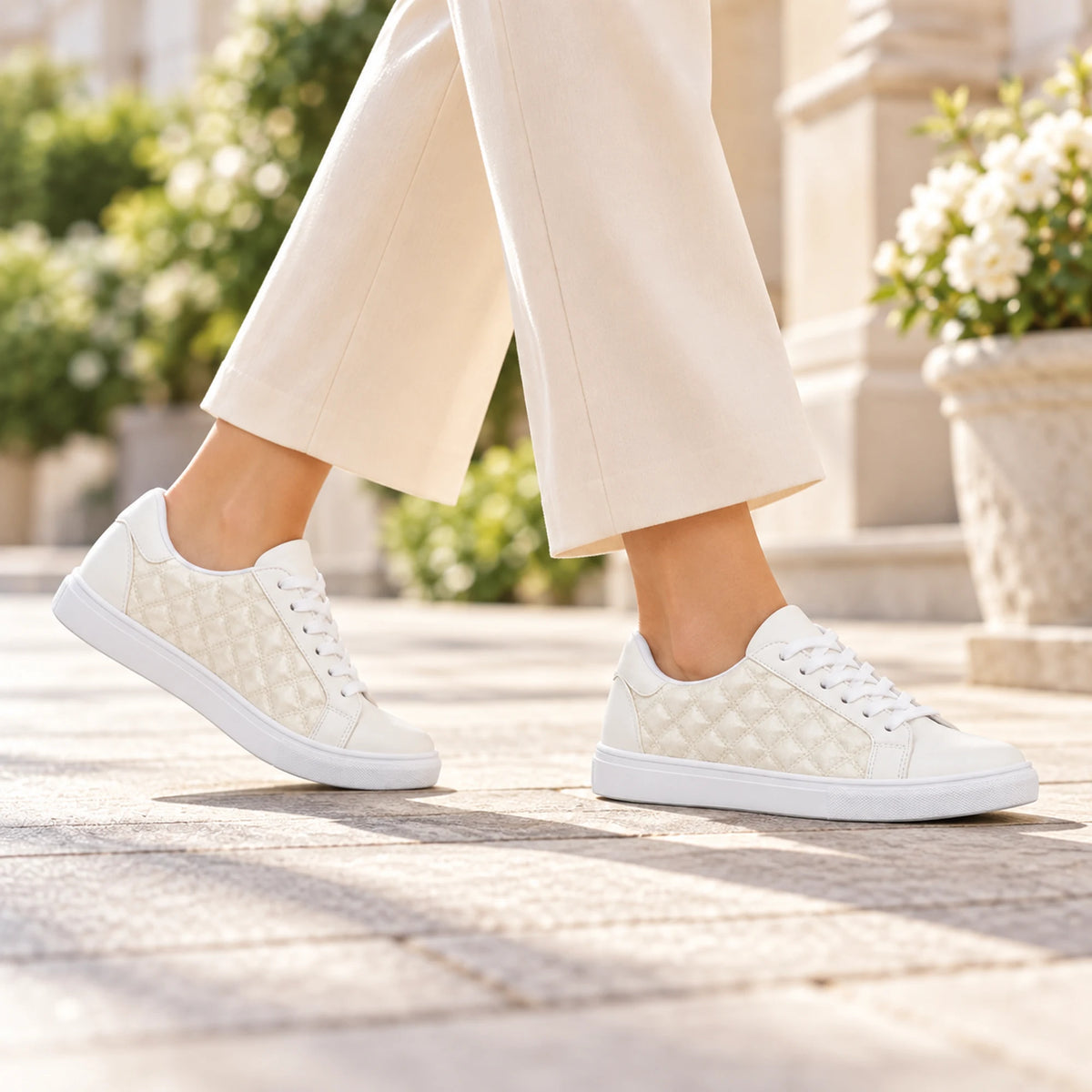 Women’s Quilted Shiny Sneakers