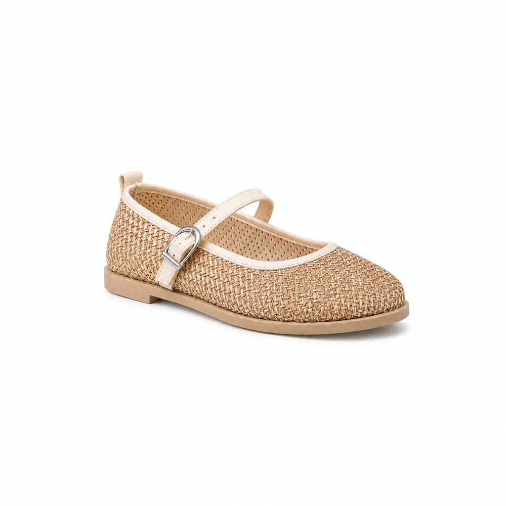 Women’s Woven Mary Jane Flats – Buckle Strap Casual Shoes