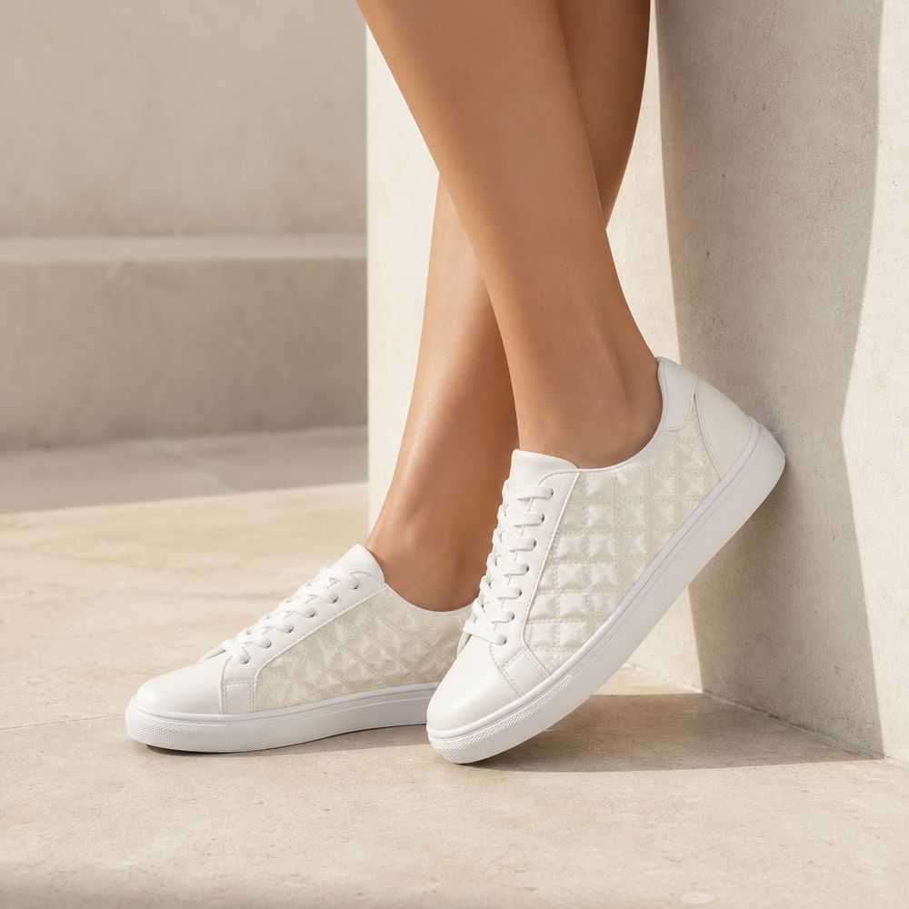 Women’s Quilted Shiny Sneakers